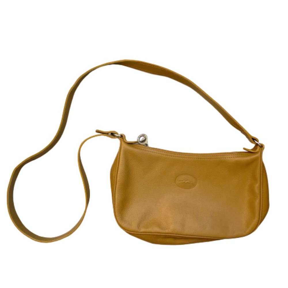 Longchamp Leather Crossbody Purse in Camel